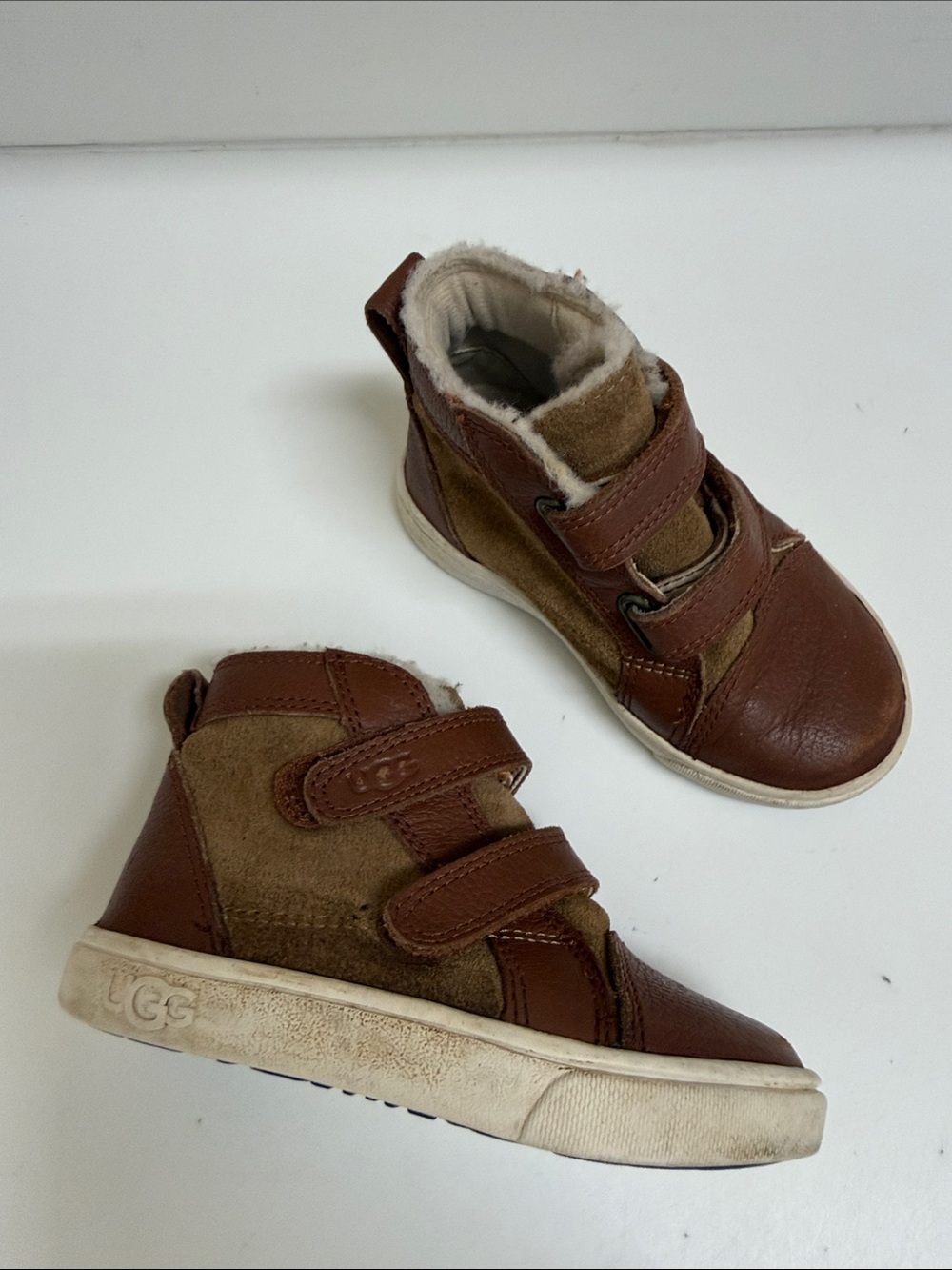 UGG Toddler Brown Leather & Suede High Top Sneakers
